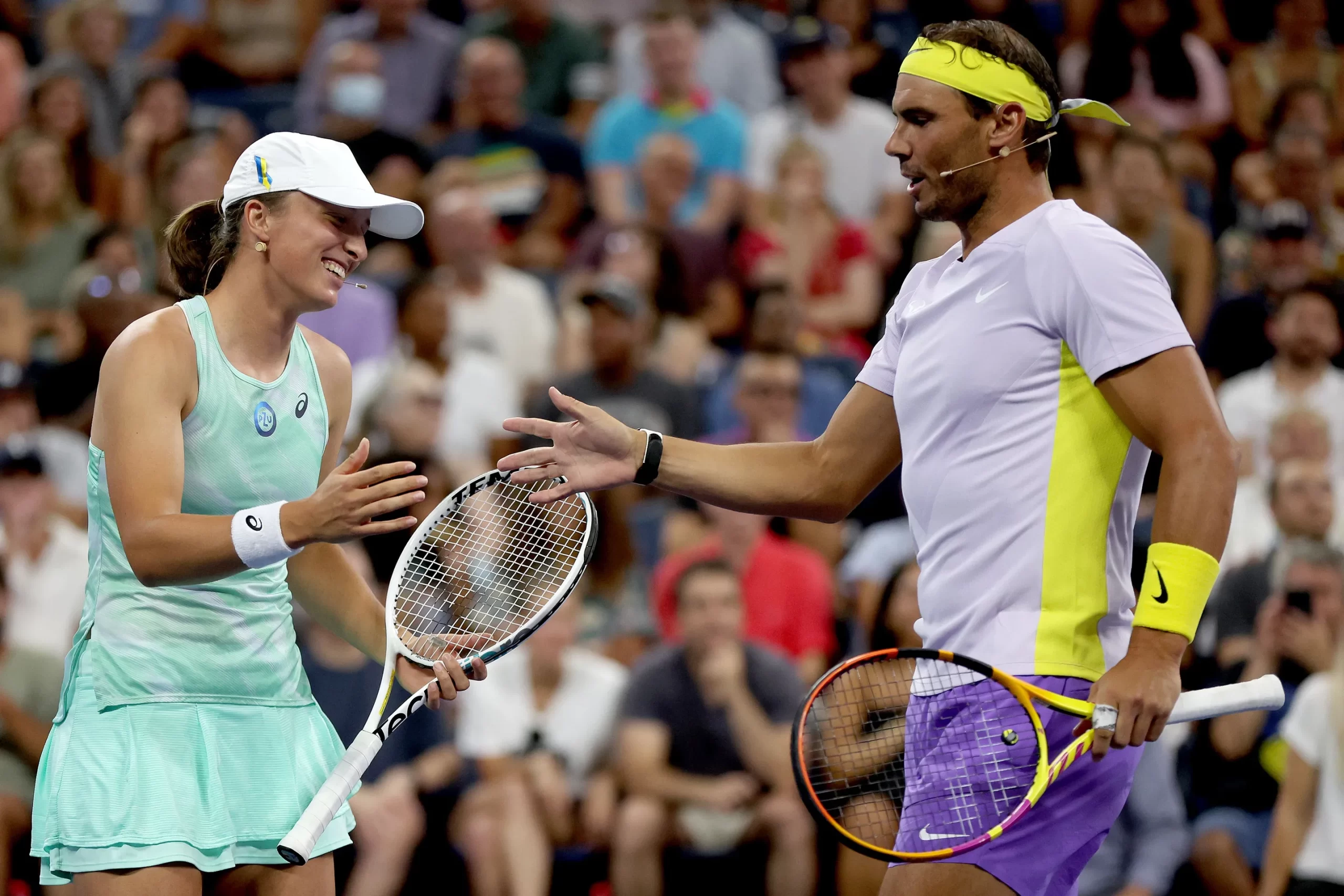 Iga and Rafa at the 'Tennis Plays for Peace' event at the US Open. Photo by Matthew Stockman/Getty Images