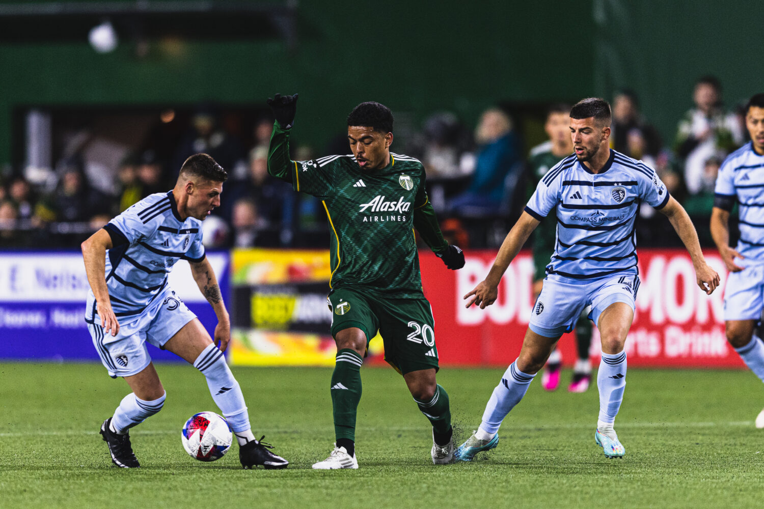 Evander made his Portland Timbers regular season debut versus Sporting KC. Credit: Matthew Wolfe