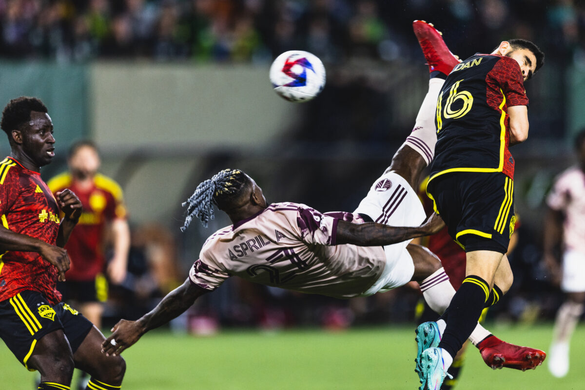 Dairon Asprilla's bicycle kick goal in the 71st minute is a candidate for MLS goal of the year. Elite Photo Credit: Matthew Wolfe